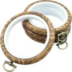 4 Pieces 3.2 Inch Embroidery Hoops, Imitated Wood Cross Stitch