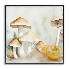 Stupell Industries Snail & Natural Mushrooms Framed Giclee Wall Art Design by Kim Allen