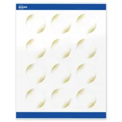 Avery Printable Round Labels with Sure Feed Technology, Pre-Printed Gold Blush Pattern, Glossy White, 2" Diameter, Laser & Inkjet Compatible, 120 Total, Great for Branding, Marketing, and Events