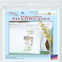 Jack Dempsey Stamped Pillowcases W/White Perle Edge 2/Pkg-Highland Cow
