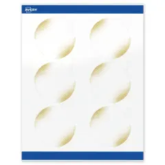 Avery Printable Round Labels with Sure Feed Technology, Pre-Printed Gold Blush Pattern, Glossy White, 3" Diameter, Laser & Inkjet Compatible, 60 Total, Great for Branding, Marketing, and Events