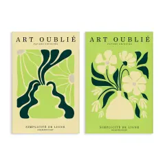 Stupell Industries Green French Museum Poster 2 pc Canvas Wall Art Set Design by Incado