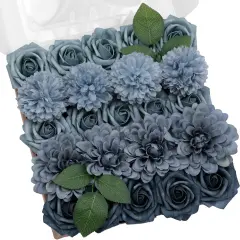 Artificial Dusty Blue Flowers Floral Arrangements