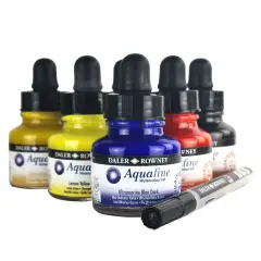 Daler-Rowney Aquafine Watercolor Ink Introduction Set 6/Pkg-Assorted Colors