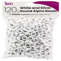 ROUND ALPHA BEADS WHT/SLVR-ROUND ALPHA BEADS WHT/SLVR