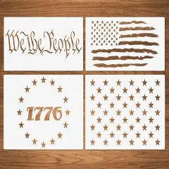 4 Packs American Flag Star Stencils