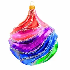 Metzler Bros. 5.0 Inch Wavy Rainbow Christmas Ball Ornament , Christmas Decor Swirled Rainbow Colors Multicolored