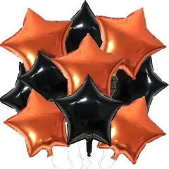 10 Pcs 18 Inch Star Foil Balloons (Black Orange)