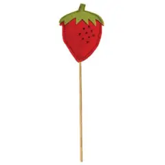 Felt Strawberry Poke with Wooden Stem Playful Floral Accent