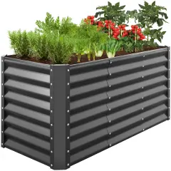 Best Choice Products 4x2x2ft Outdoor Metal Raised Garden Bed, Planter Box for Vegetables, Flowers, Herbs Gray