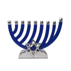 Star of David Metal Candle Menorah By Kinor Decor Silver