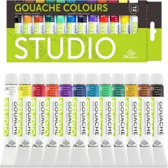 Gouache Paint Tubes - 12x12ml / 0.4 Fl Oz Non-toxic Gouache Painting Supplies Art Paints Set for Adults, Beginners, Students