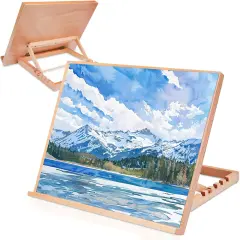 Wooden Tabletop Easel A3 Drawing Board with 5 Adjustable Angles, Smooth Suraface Art Easel for Adults, Artists, Beginners, Students