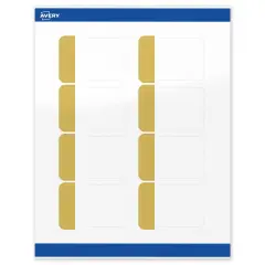 Avery Printable Rectangle Labels, Gold-Dipped Edge, 2" x 3", Glossy White Rectangle Labels, Permanent, Laser/Inkjet, 80ct, Great for Product Labels