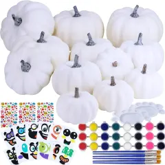 12 Sets DIY Fall Pumpkin Painting Kits Assorted White Foam