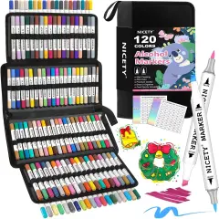 120 Colors Alcohol Markers Brush Tip Set