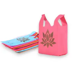 Lotus Print Return Non Woven Gifts Party Favor Bags Ecofriendly Reusable for Indian Wedding Housewarming Puja