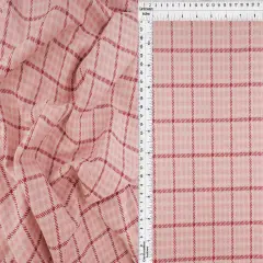 1 Yard Classic Double Knit Jacquard Plaid Fabric Stretch Polyester Rayon 58/60 Inches Wide Rose/Magenta