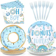 96Pcs Donuts Baby Shower Tableware Set - Serves 24