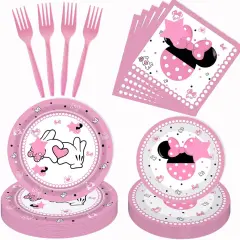 80 Pcs Pink Baby Shower Tableware