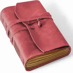 RILIHO Leather Journal for Women - Genuine Leather Journals for Writing 5x7.1 Inch, Diary for Women, Artist,Travel Journal,Red