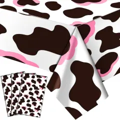 3 Pcs Pink Cowgirl Cow Print Table Cover