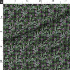 Various Fabrics by the Yard or Fat Quarter Plaid Thistle Green And Purple Scottish Tartan Scottland Wildflower Custom Printed Fabric by Spoonflower