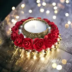 Rose Candle Holder Tealight Candle Holder &ndash; Festive T-light Stand for Diwali, Christmas, Hanukkah, Thanksgiving, Housewarming & Home Decor Centerpiece & Dining Table