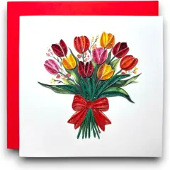 Handmade Quilling Tulip Greeting Card &ndash; 3D Pop-Up Floral Card