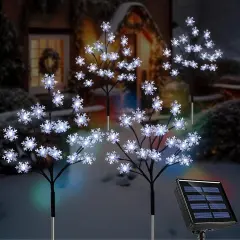 4-Pack 80LED Solar Snowflake Stake Lights