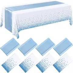8 Pack Winter Baby Blue and White Tablecloths