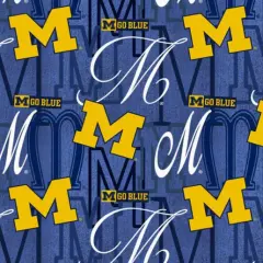 Licensed NCAA University of Michigan Letters Cotton Fabric by the Yard