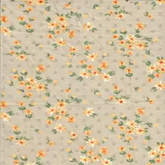 1 Yard Taupe Swiss Dot Chiffon Fabric 100% Polyester Ditsy Floral Print 57/58" Wide