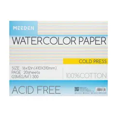 MEEDEN 16x12" Cold Press Watercolor Paper Pad 20 Sheets