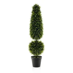 Faux Topiary Tree with Natural Vine, Metal Base and UV Resistant Leaves