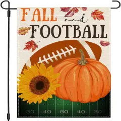 Fall Football Garden Flag 12x18 Inch Double Sided Pumpkin Outdoor Fall