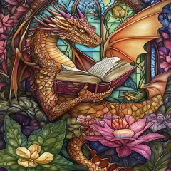 5D Diamond Art Painting Kits for Adults Dragon Reading,