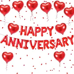 2 Set 16 Inch Happy Anniversary Balloons Letters Banner
