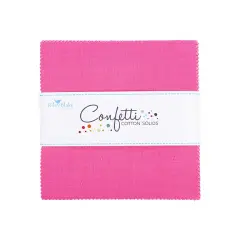 Confetti Cotton 5" Square Pack (Charm Pack / 5" Stacker) in Riley Hot Pink byfor Riley Blake (5-120-RHOTPINK-42)