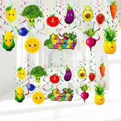 30 Pack Hey One Bear Fruit Birthday Party Decoration Dancing Fruit Hanging Swirls Vegetable Ceiling Streamer Summer Party Supplies