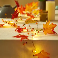 Leaf Garland with Lights Handcrafted