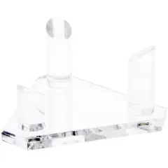 Plymor Clear Acrylic Beveled Triangular Display Base with 3 Display Prongs for Geode, Mineral or Crystal Cluster, 5" W x 4.25" D x 2.25" H