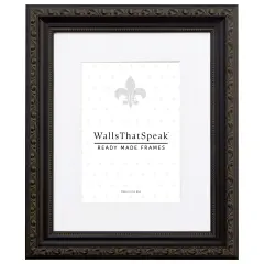 Ancien Ornate 1.25", Antique Black Matted Picture Frame by wallsthatspeak