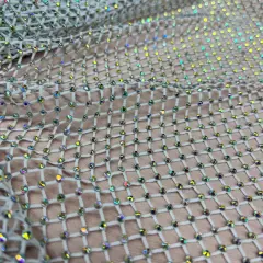 1 Yard Diamond Fishnet Fabric 4-Way Stretch Lace, Soft Nylon-Spandex Blend, 58" Width Off White