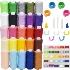 50pcs 25 Colors Sewing Thread Set with Matching Bobbins
