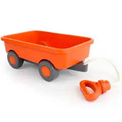 Green Toys: Wagon - Orange - Garden Toy Vehicle, Sturdy Pull Along Rope Handle, Indoor-Outdoor Pretend Play, Recycled Material, Kids-Toddlers 18mo+