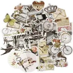 50PCS Stamp Stickers Ephemera Aesthetic Scrapbook Stickers