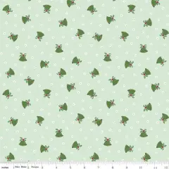 Scattered Bells in Hint of Mint (c16404-hintofmint) | Mistletoe & Holly | Beverly McCullough | Riley Blake