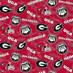 Licensed NCAA University of Georgia Tone on Tone GA-1178 Cotton Fabric by the Yard