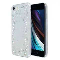 Glitter Case For iPhone SE 2020 (2nd Gen), Iridescent Holographic Stars Style Sparkle Bling Crystal Soft TPU Cover For Teen Girls Womens, by Insten Clear